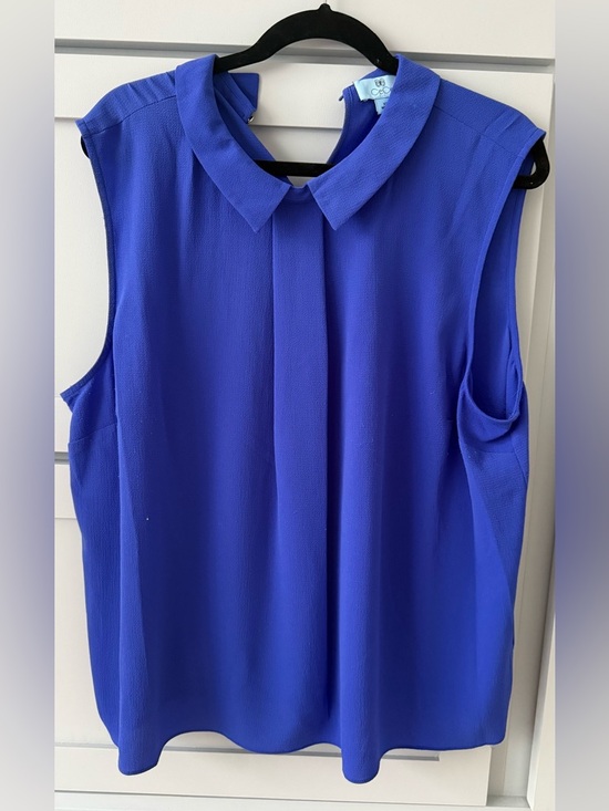 CeCe Tops - CeCe Sleeveless Collared Blouse in Royal Blue